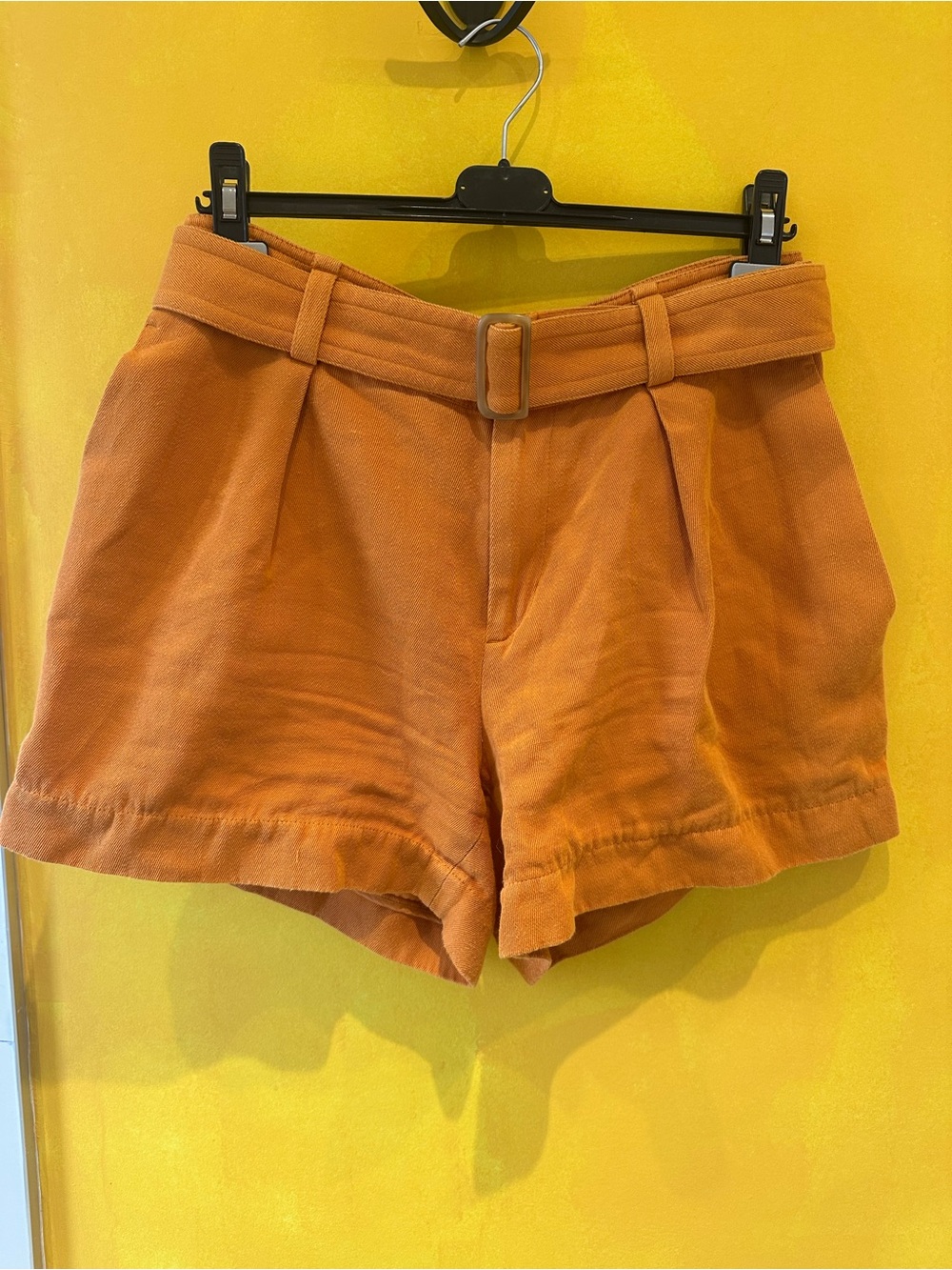 Vince High-Waist Belted Orange Shorts